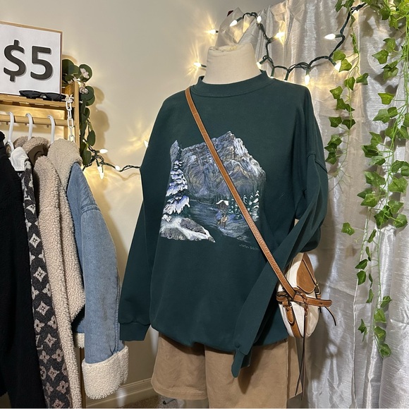 Sweaters - Forest Green Graphic Women Sweater